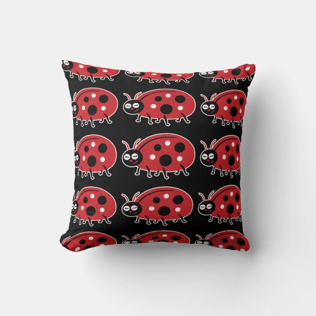 Cute Ladybug Throw Pillow (Front)