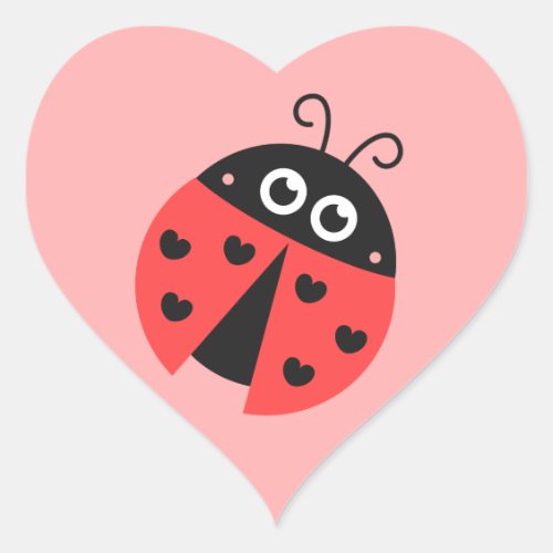 Cute ladybug with black hearts heart sticker
