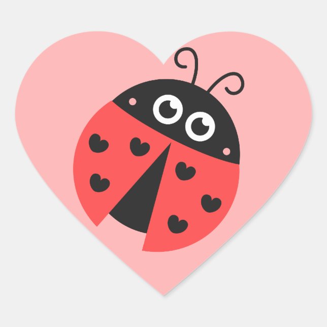 Cute ladybug with black hearts heart sticker (Front)