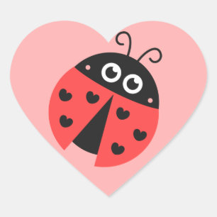 Cute ladybug with black hearts heart sticker
