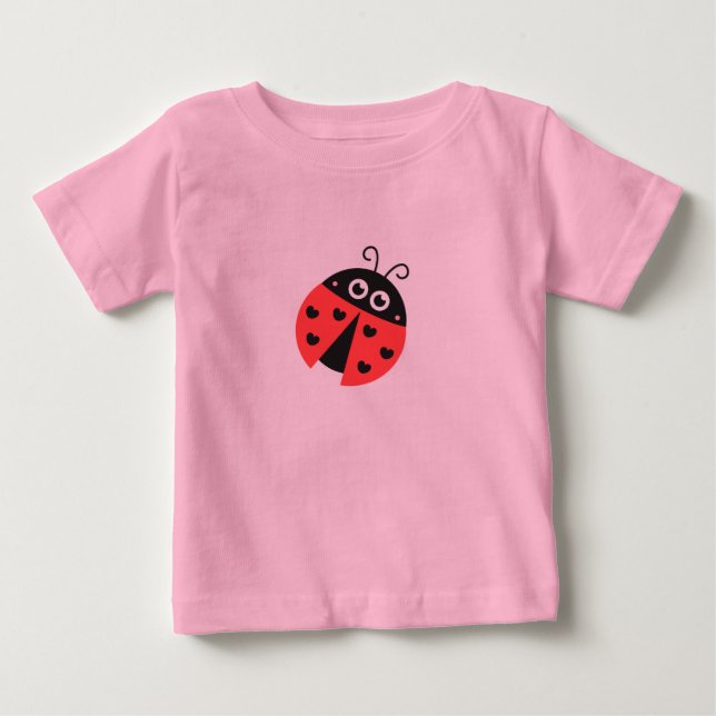 Cute ladybug with black hearts in place of spots baby T-Shirt (Front)