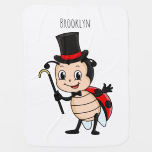 Cute ladybug with top hat and tie cartoon  baby blanket