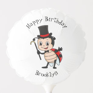 Cute ladybug with top hat and tie cartoon balloon