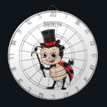 Cute ladybug with top hat and tie cartoon  dart board<br><div class="desc">Ladybug fun! This cute design features our happy bug in top hat and tie.</div>