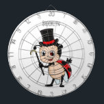 Cute ladybug with top hat and tie cartoon  dart board<br><div class="desc">Ladybug fun! This cute design features our happy bug in top hat and tie.</div>