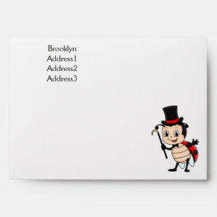 Cute ladybug with top hat and tie cartoon envelope