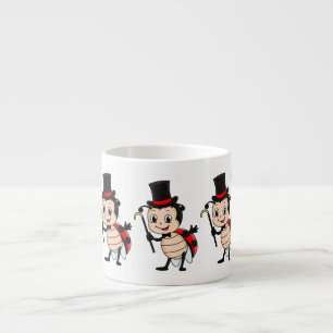 Cute ladybug with top hat and tie cartoon espresso cup