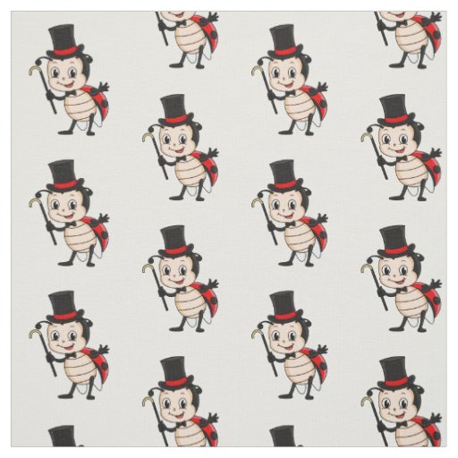 Cute ladybug with top hat and tie cartoon fabric