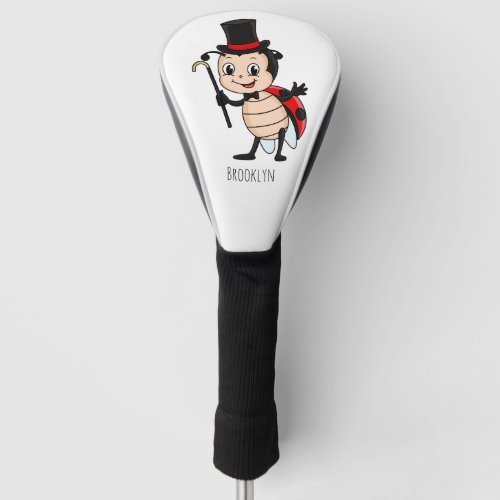 Cute ladybug with top hat and tie cartoon golf head cover