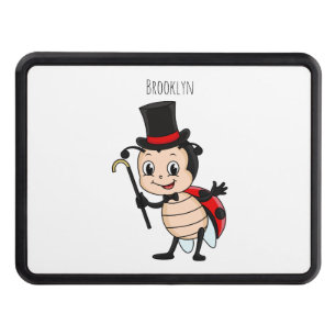 Cute ladybug with top hat and tie cartoon hitch cover