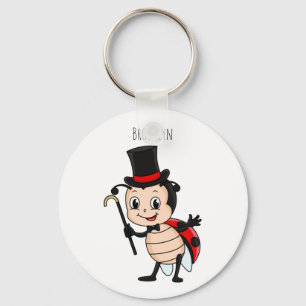 Cute ladybug with top hat and tie cartoon keychain