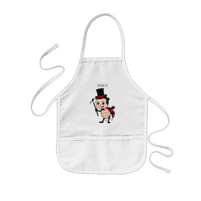 Cute ladybug with top hat and tie cartoon  kids' apron (Front)
