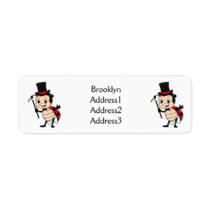 Cute ladybug with top hat and tie cartoon label