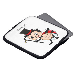 Cute ladybug with top hat and tie cartoon  laptop sleeve