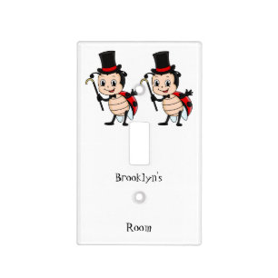 Cute ladybug with top hat and tie cartoon light switch cover