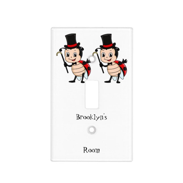 Cute ladybug with top hat and tie cartoon light switch cover (Front)