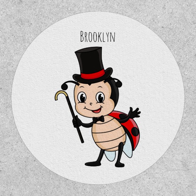 Cute ladybug with top hat and tie cartoon  patch (Front)