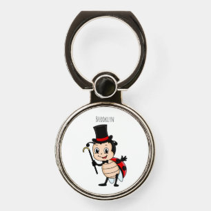 Cute ladybug with top hat and tie cartoon phone ring stand