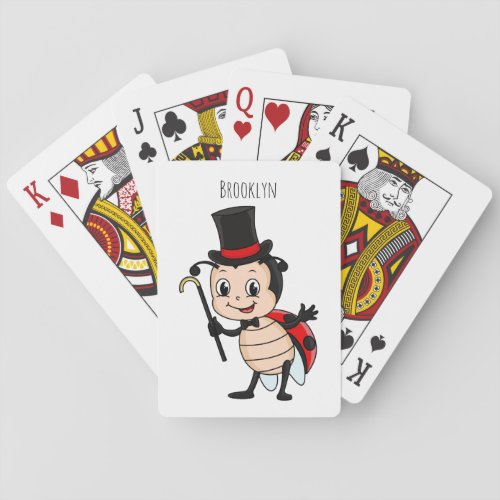 Cute ladybug with top hat and tie cartoon playing cards