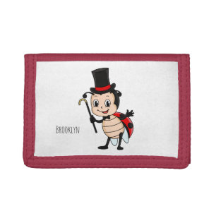 Cute ladybug with top hat and tie cartoon  trifold wallet
