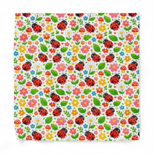 Cute Ladybugs and Flowers for Kids Gift Bandana