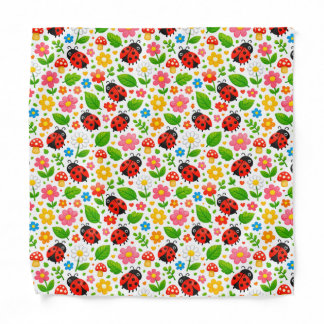 Cute Ladybugs and Flowers for Kids Gift Bandana