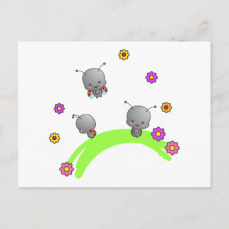 Cute Ladybugs and Flowers Postcard