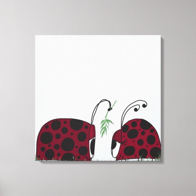 Cute Ladybugs And Mistletoe Canvas Print (Front)