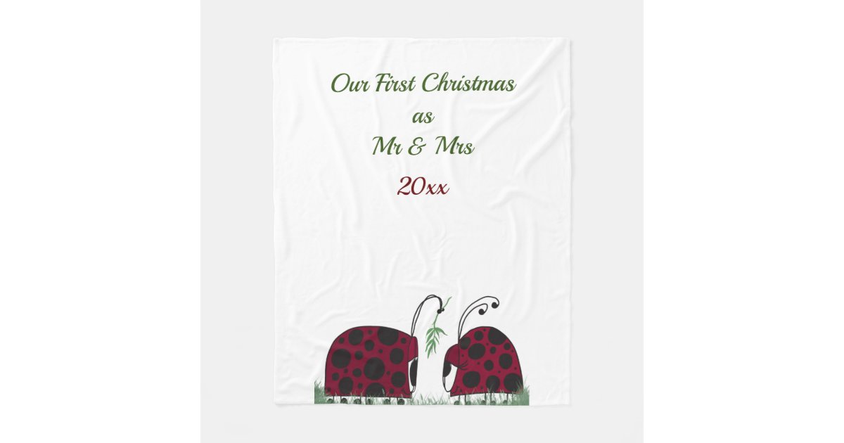 Cute Ladybugs And Mistletoe Fleece Blanket Zazzle
