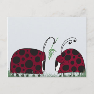 Cute Ladybugs And Mistletoe Postcard