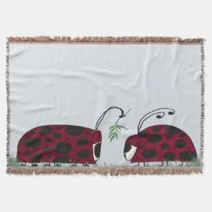 Cute Ladybugs And Mistletoe Throw Blanket