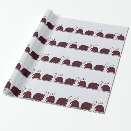 Cute Ladybugs And Mistletoe Wrapping Paper