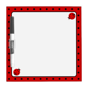 Cute Ladybugs & Black Red Frame Simple Dry Erase Board