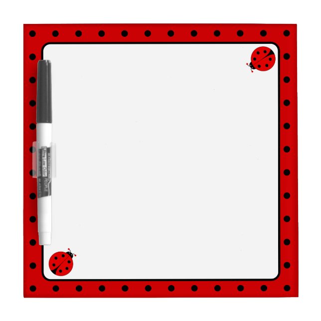 Cute Ladybugs & Black Red Frame Simple Dry Erase Board (Front)