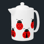 CUTE LADYBUGS DESIGN TEAPOT<br><div class="desc">A classic white Tea Pot with a pattern illustration of cute ladybirds. Available in all options. Visit our store for more Teapots and other Home Accessories.</div>