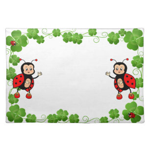 Cute Ladybugs & Four-leaf Clovers Cloth Placemat