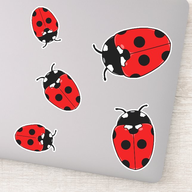 Cute Ladybugs Garden Insects Sticker (Detail)