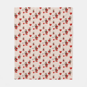 Cute Ladybugs, Hearts and Joy Text on Light Beige Fleece Blanket