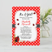 Cute Ladybugs It's A Girl Baby Shower Invitation (Standing Front)