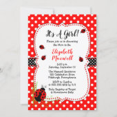 Cute Ladybugs It's A Girl Baby Shower Invitation (Front)