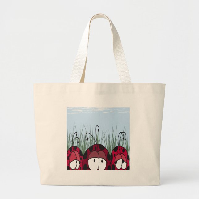Cute Ladybugs Large Tote Bag (Front)