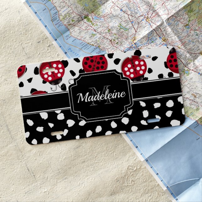 Cute Ladybugs License Plate (In Situ)