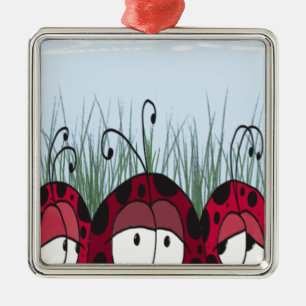Cute Ladybugs Metal Ornament