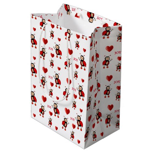 Cute Ladybugs on White Medium Gift Bag