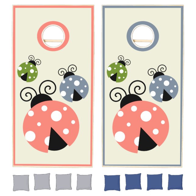 Cute Ladybugs Pink Blue Bean Bag Toss Game (Set)