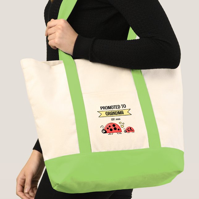 Cute ladybugs promoted to grandma green tote bag (Creator Uploaded)
