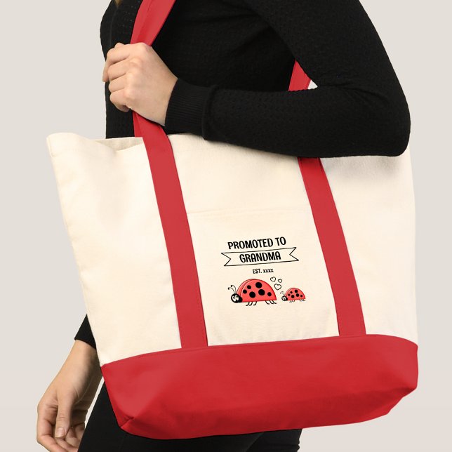 Cute ladybugs promoted to grandma red tote bag (Creator Uploaded)