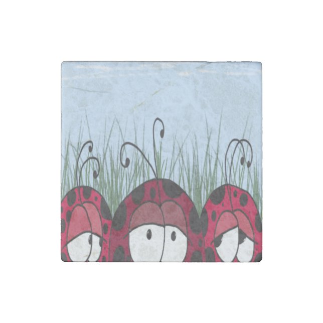 Cute Ladybugs Stone Magnet (Front)