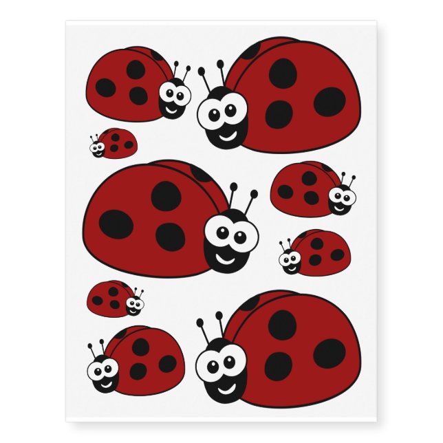 Cute Ladybugs Temporary Tattoos (Front)