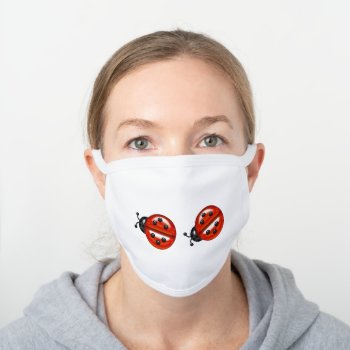 Cute Ladybugs White Cotton Face Mask by macdesigns2 at Zazzle